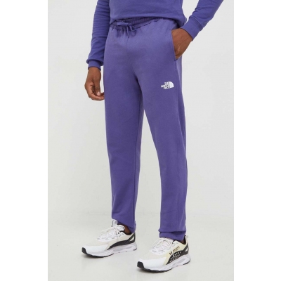 The North Face pantaloni de trening din bumbac culoarea violet, neted