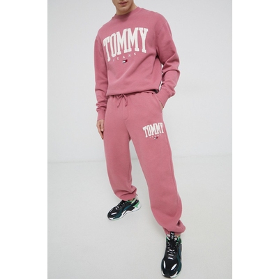 Tommy Jeans Pantaloni bÄƒrbaÈ›i, culoarea roz, cu imprimeu