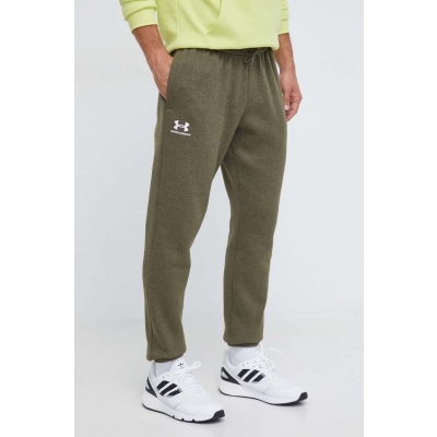 Under Armour pantaloni de trening culoarea verde, neted