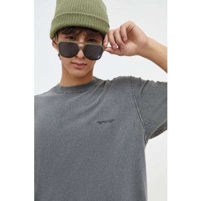Abercrombie & Fitch tricou din bumbac barbati, culoarea verde, cu imprimeu