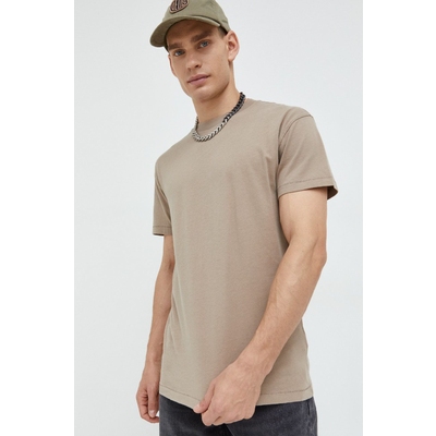 Abercrombie & Fitch tricou din bumbac culoarea bej, neted