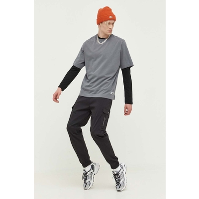 Abercrombie & Fitch tricou din bumbac culoarea gri, neted