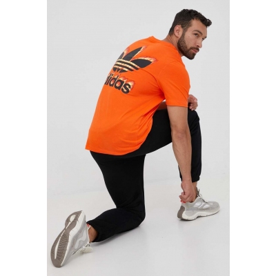 adidas Originals tricou barbati, culoarea portocaliu, cu imprimeu
