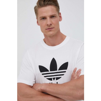 adidas Originals tricou din bumbac barbati, culoarea alb, cu imprimeu