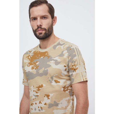 adidas Originals tricou din bumbac barbati, culoarea bej, modelator
