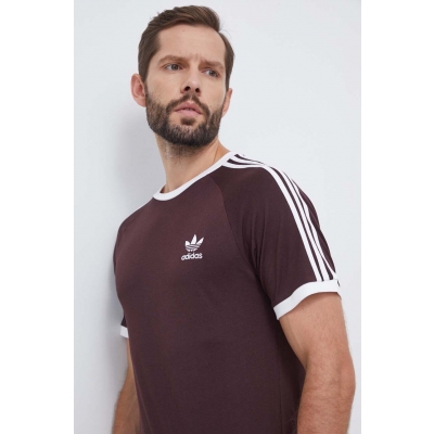 adidas Originals tricou din bumbac barbati, culoarea maro, cu imprimeu
