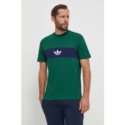 adidas Originals tricou din bumbac barbati, culoarea verde, cu imprimeu