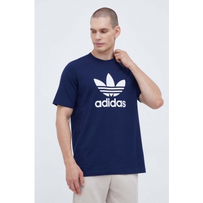 adidas Originals tricou din bumbac culoarea albastru marin, cu imprimeu