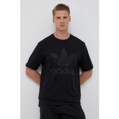 adidas Originals tricou din bumbac culoarea negru, cu imprimeu