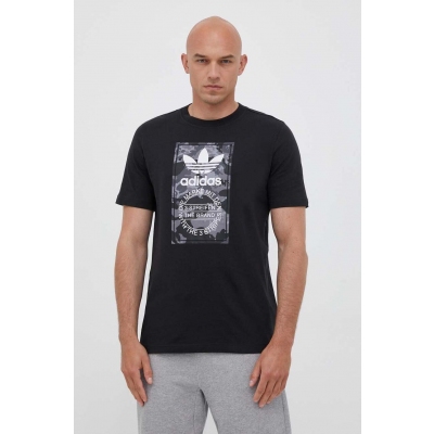 adidas Originals tricou din bumbac culoarea negru, cu imprimeu