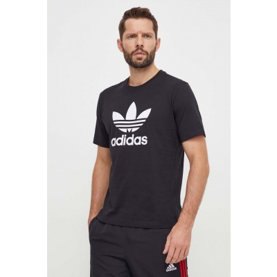 adidas Originals tricou din bumbac Trefoil barbati, culoarea negru, cu imprimeu, IU2364