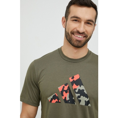 Adidas Performance tricou de antrenament culoarea maro, cu imprimeu