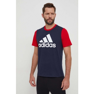 adidas tricou din bumbac barbati, culoarea albastru marin, cu imprimeu