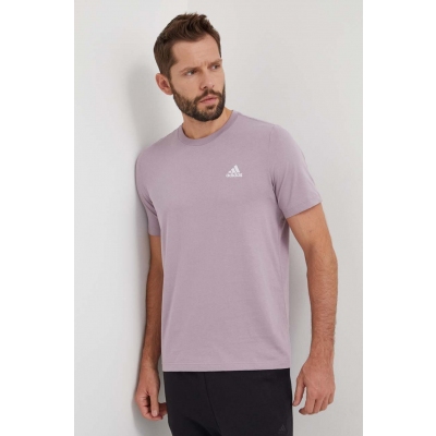 adidas tricou din bumbac barbati, culoarea roz, neted