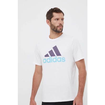 adidas tricou din bumbac culoarea alb, cu imprimeu