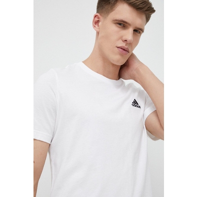 adidas tricou din bumbac culoarea alb, neted