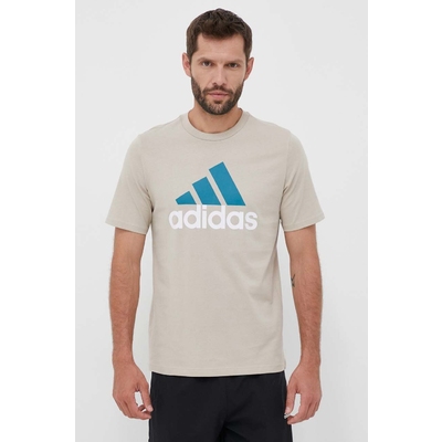 adidas tricou din bumbac culoarea bej, cu imprimeu