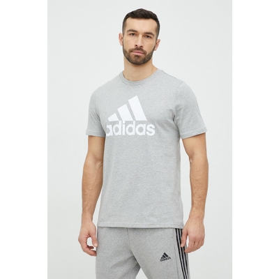 Adidas tricou din bumbac culoarea gri, cu imprimeu