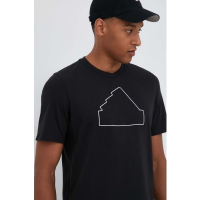 adidas tricou din bumbac culoarea negru, cu imprimeu