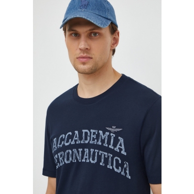 Aeronautica Militare tricou din bumbac barbati, culoarea albastru marin, cu imprimeu