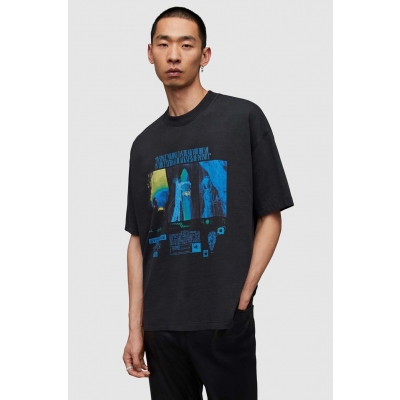 AllSaints tricou din bumbac Radiance barbati, culoarea negru, cu imprimeu