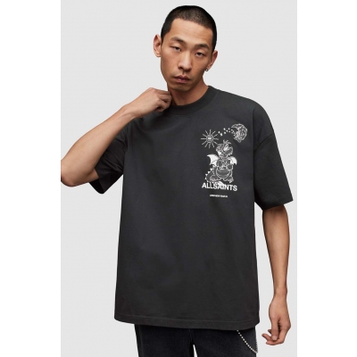 AllSaints tricou din bumbac Serenade barbati, culoarea negru, cu imprimeu