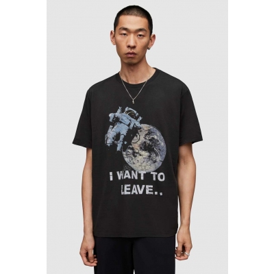 AllSaints tricou din bumbac Transcend barbati, culoarea negru, cu imprimeu