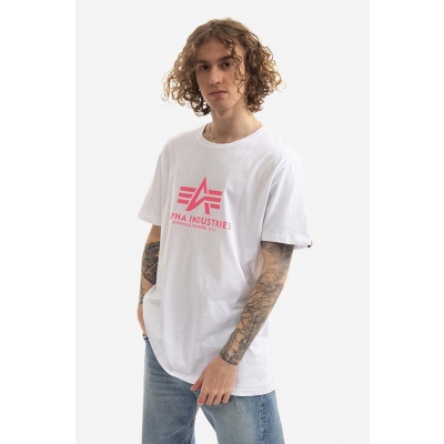 Alpha Industries tricou din bumbac Basic culoarea alb, cu imprimeu 100501NP.475-white