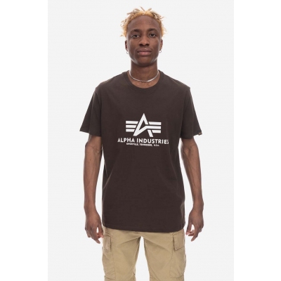 Alpha Industries tricou din bumbac Basic culoarea maro, cu imprimeu 100501.413-brown