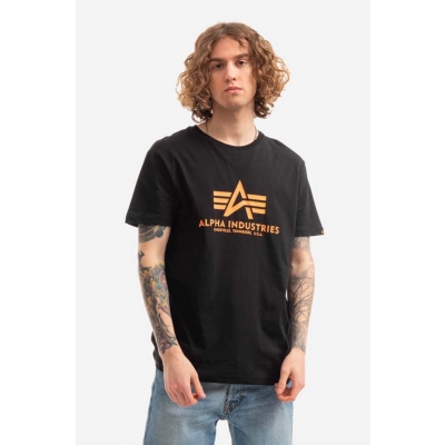 Alpha Industries tricou din bumbac Basic culoarea negru, cu imprimeu 100501NP.477-black
