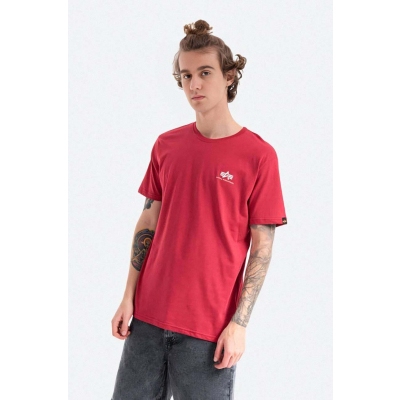 Alpha Industries tricou din bumbac culoarea rosu, neted 188505.523-red