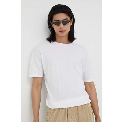 American Vintage tricou din bumbac culoarea alb, neted