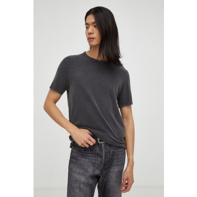 American Vintage tricou din bumbac culoarea gri, neted