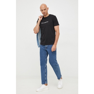 Answear Lab tricou din bumbac culoarea negru, cu imprimeu