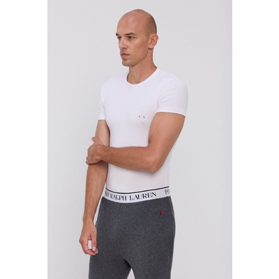 Armani Exchange tricou 2-pack barbati, culoarea alb, neted