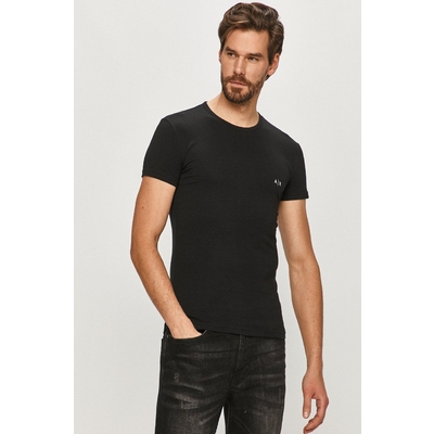 Armani Exchange tricou 2-pack barbati, culoarea negru, neted