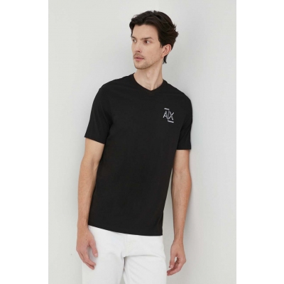 Armani Exchange tricou barbati, culoarea negru, cu imprimeu