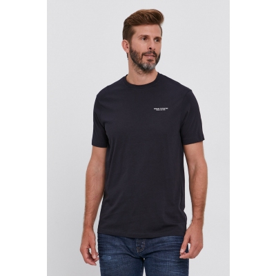 Armani Exchange Tricou din bumbac culoarea albastru marin, cu imprimeu