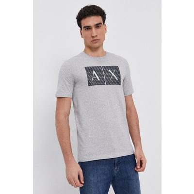 Armani Exchange Tricou din bumbac culoarea gri, cu imprimeu