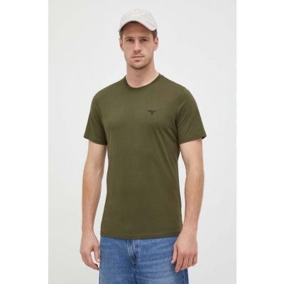 Barbour tricou din bumbac culoarea verde, neted