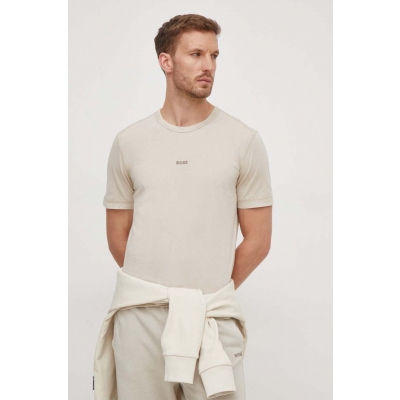 Boss Orange tricou din bumbac BOSS ORANGE culoarea bej, neted