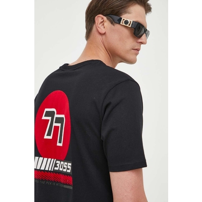 Boss Orange tricou din bumbac BOSS ORANGE culoarea negru, cu imprimeu