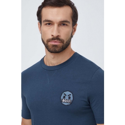 Boss Orange tricou din bumbac BOSS ORANGE culoarea verde, cu imprimeu