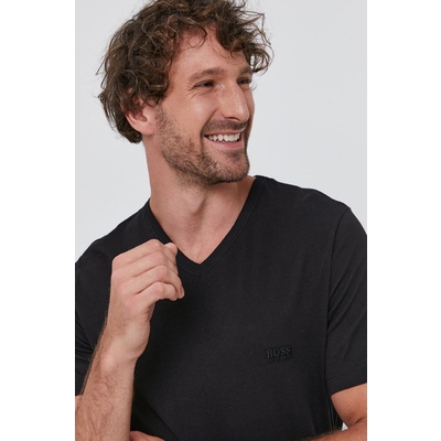 Boss Tricou bÄƒrbaÈ›i, culoarea negru, material neted
