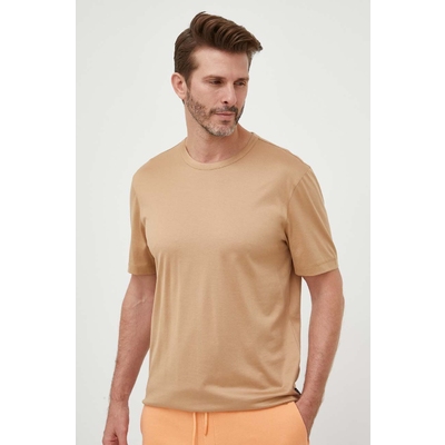 BOSS tricou barbati, culoarea bej, neted