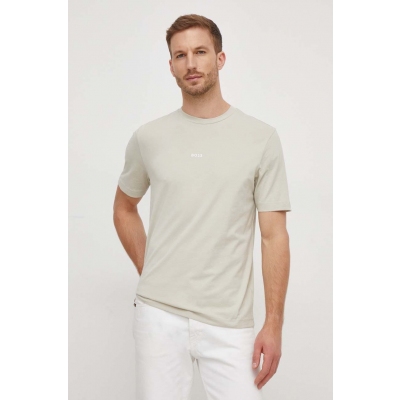 BOSS tricou BOSS ORANGE barbati, culoarea bej, neted