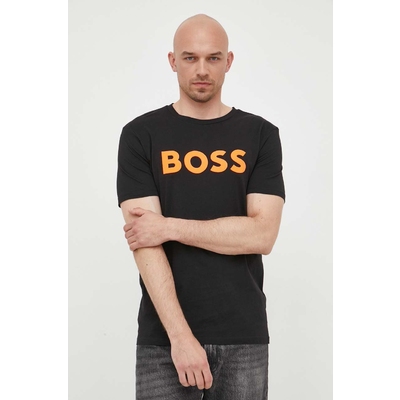 BOSS tricou din bumbac BOSS CASUAL culoarea negru, cu imprimeu