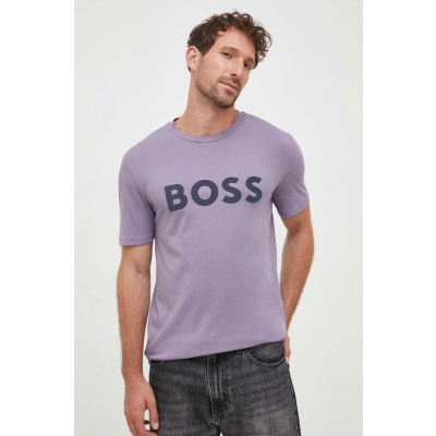 BOSS tricou din bumbac BOSS CASUAL culoarea violet, cu imprimeu