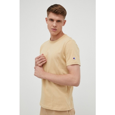 Champion tricou din bumbac culoarea bej, neted