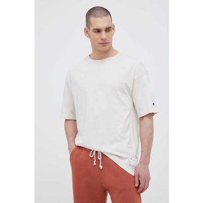 Champion tricou din bumbac culoarea bej, neted